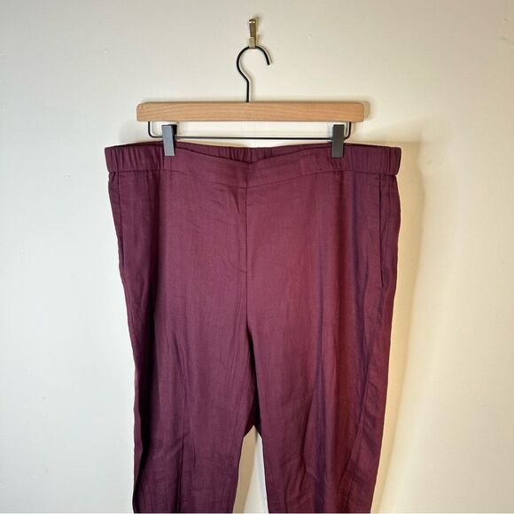 J. Jill Burgundy Linen Blend Relaxed Fit Trousers size XLT - Picture 1 of 11